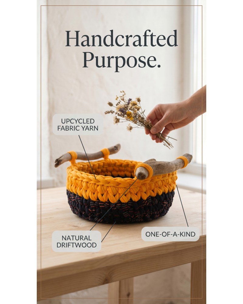 BASKET WITH HANDLE IN SEAWOOD