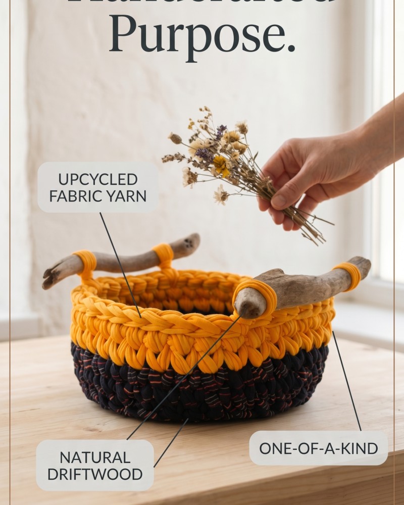 BASKET WITH HANDLE IN SEAWOOD