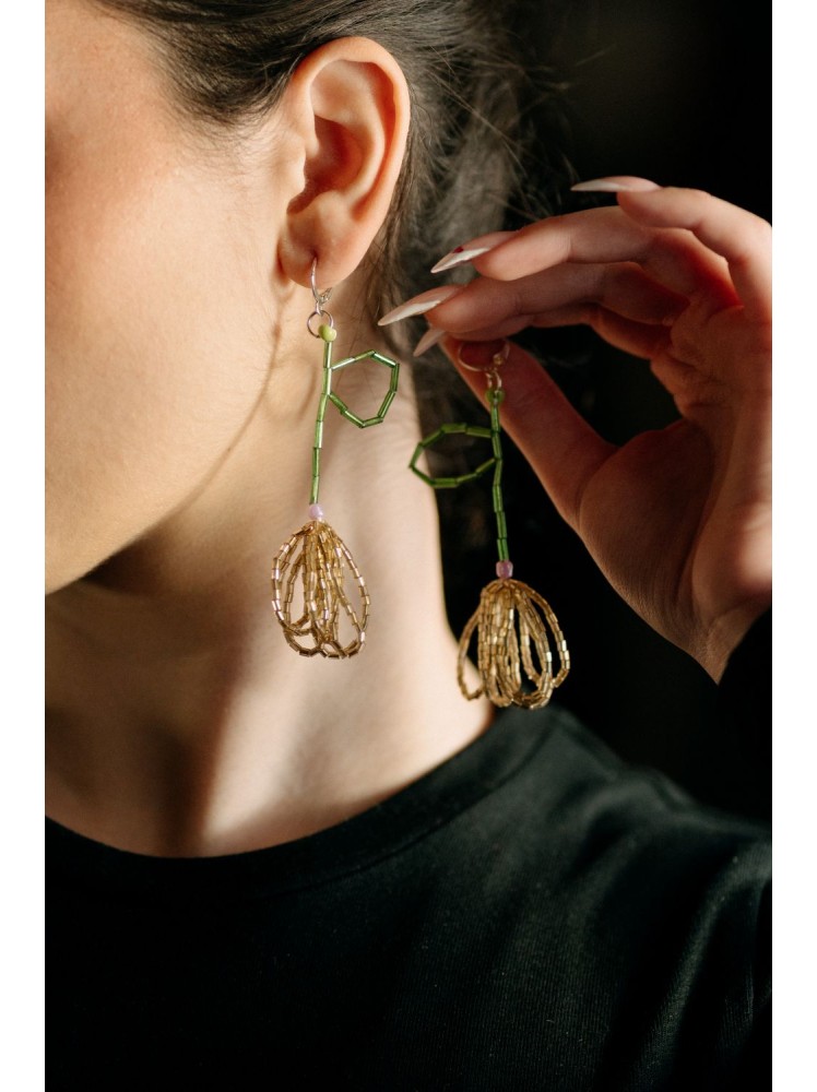 Χειροποίητα Κρεμαστά Σκουλαρίκια Λουλούδι