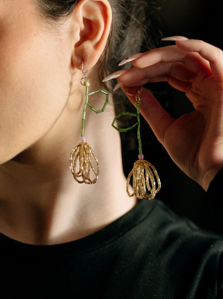 Χειροποίητα Κρεμαστά Σκουλαρίκια Λουλούδι