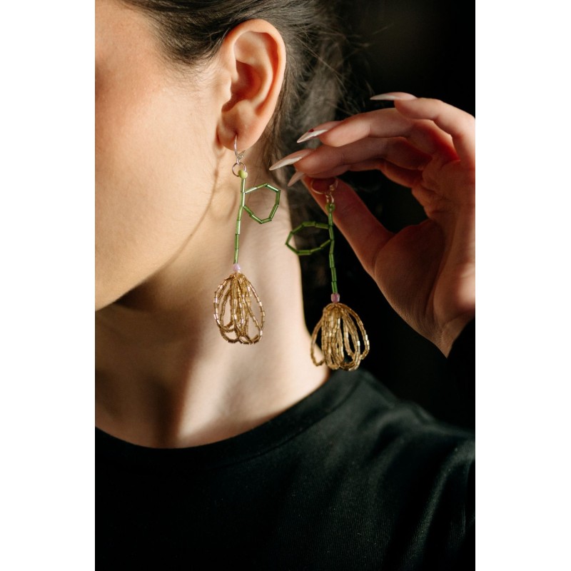 Χειροποίητα Κρεμαστά Σκουλαρίκια Λουλούδι