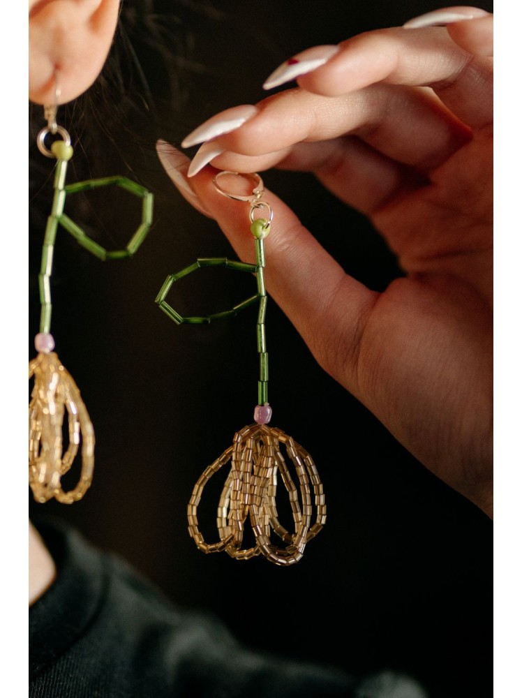 Χειροποίητα Κρεμαστά Σκουλαρίκια Λουλούδι