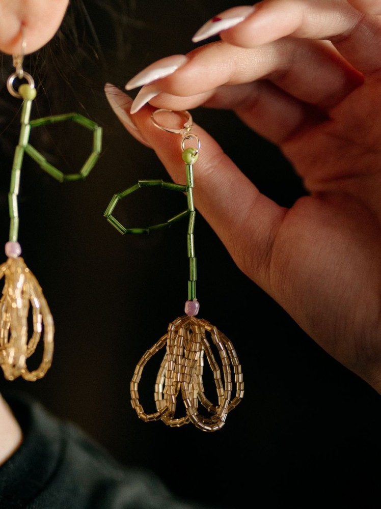 Χειροποίητα Κρεμαστά Σκουλαρίκια Λουλούδι