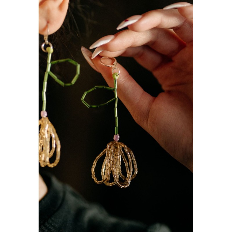 Χειροποίητα Κρεμαστά Σκουλαρίκια Λουλούδι