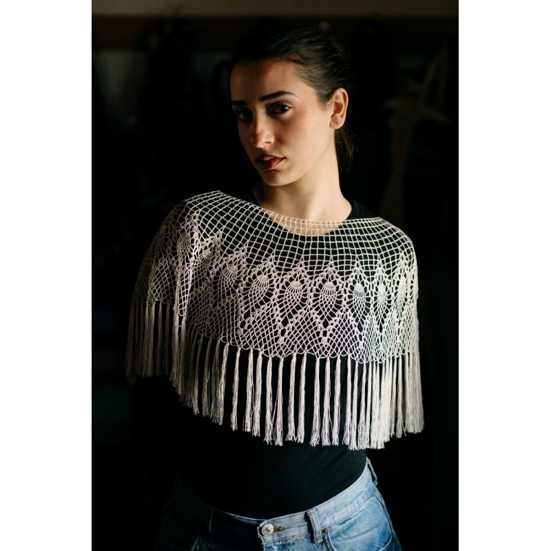 Πολυτελές Χειροποίητο Πλεκτό Σαλί με Βελονάκι και Μεταξωτή Κλωστή 