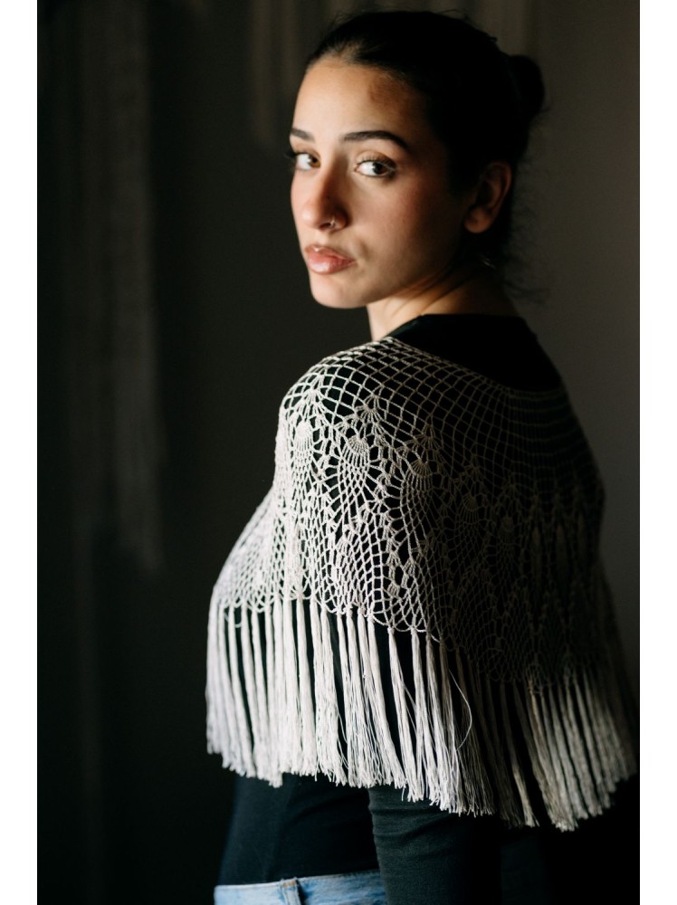 Πολυτελές Χειροποίητο Πλεκτό Σαλί με Βελονάκι και Μεταξωτή Κλωστή 