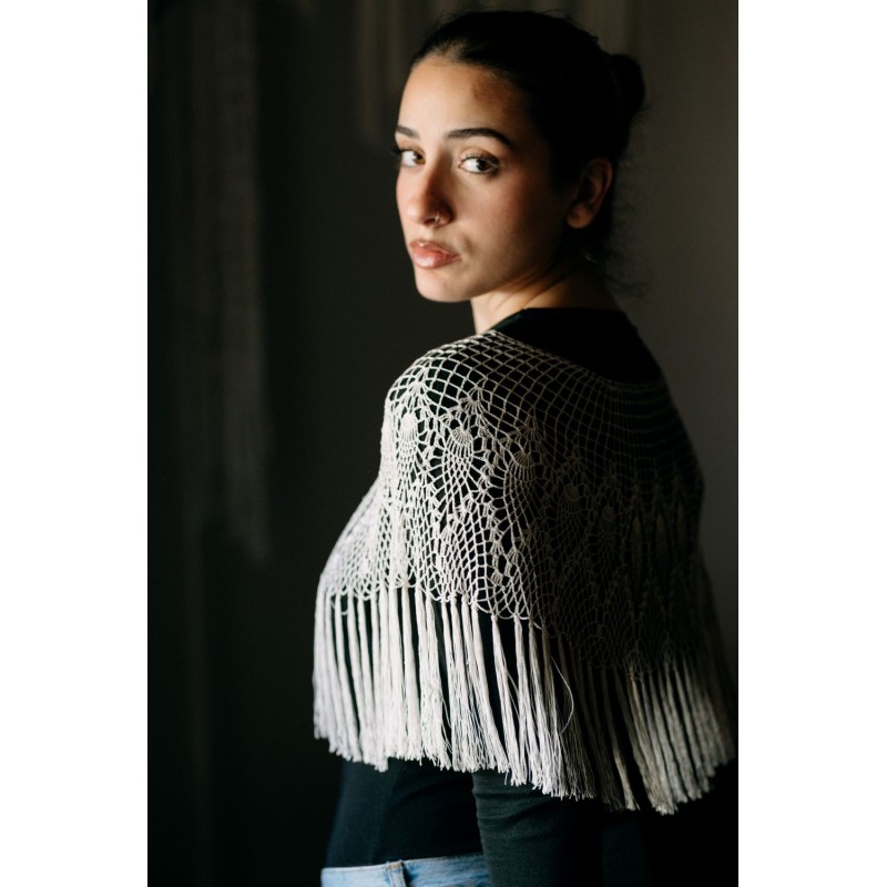 Πολυτελές Χειροποίητο Πλεκτό Σαλί με Βελονάκι και Μεταξωτή Κλωστή 