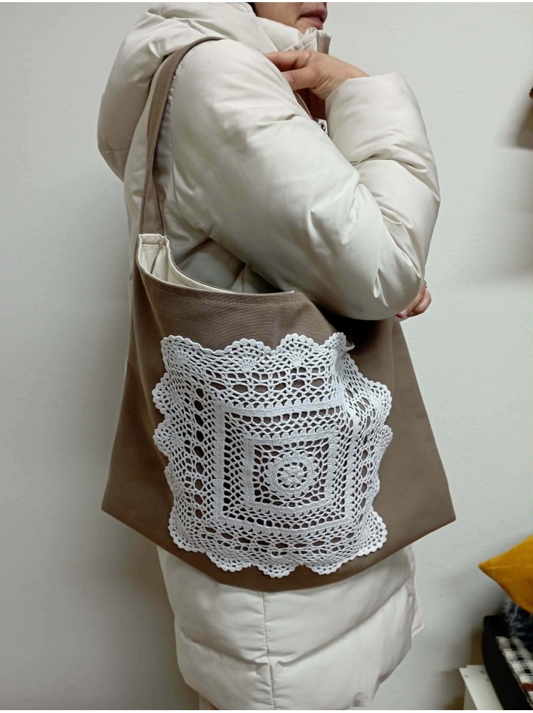 ΤΣΑΝΤΑ ΑΠΟ ΚΑΡΑΒΟΠΑΝΟ ΜΕ ΔΙΑΚΟΣΜΗΣΗ ΜΕΓΑΛΟ ΠΛΕΚΤΟ ΜΟΤΙΦ